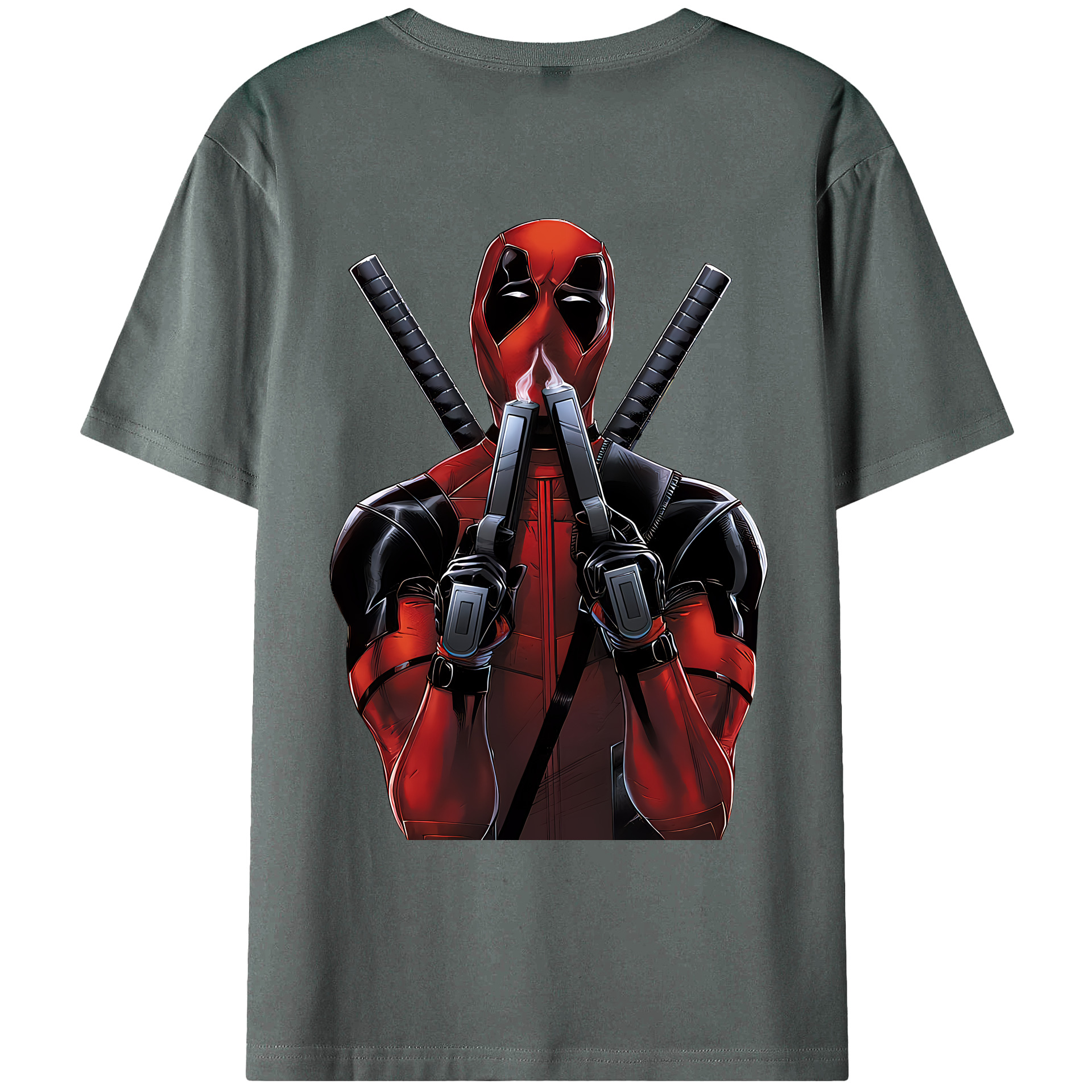 （画像用） Deadpool デッドプール 綿100％ メンズ半袖Tシャツ（バックプリント） 通気性